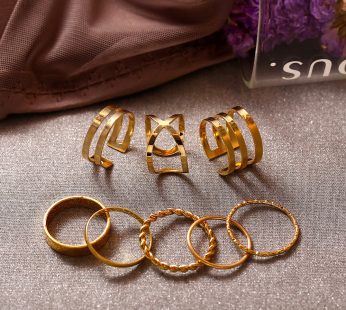Jewellery Stuff Gold Plated 8 Piece Western Designs Rings For Women and Girls